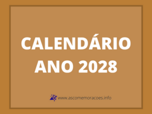 calendário 2028 com feriados e principais datas comemorativas do Brasil